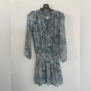 VERONICA M ANIMAL PRINT TUNIC / DRESS SMOCKED DROP WAIST NWOT SIZE XS